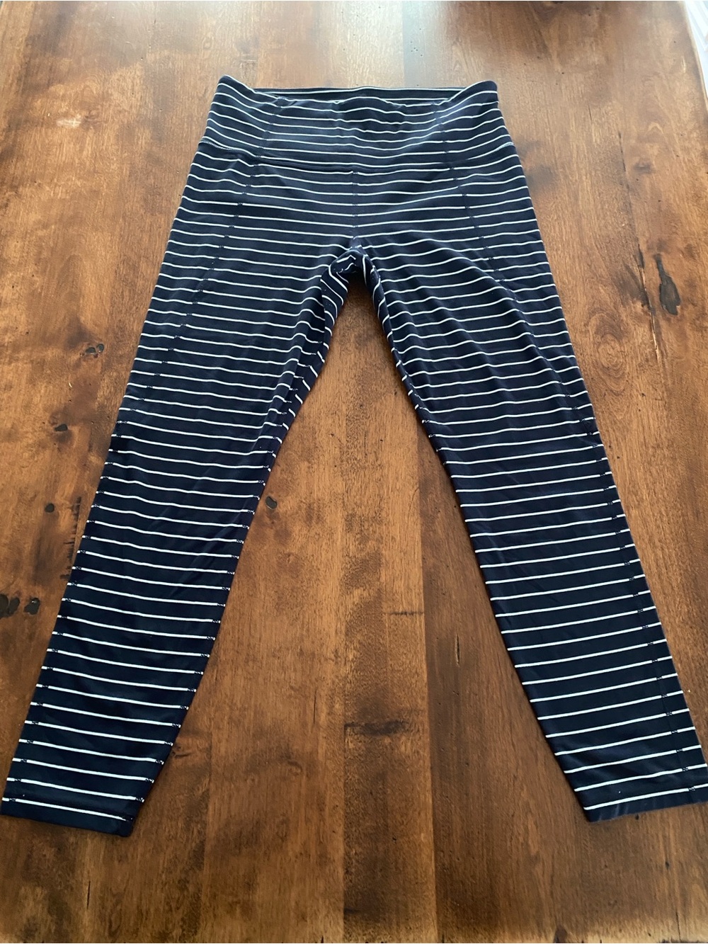 Athleta Navy and White Striped Leggings